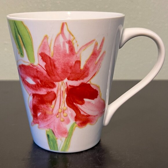 Paula Deen AMARYLLIS Mauve Pink Floral Ceramic Teacup Coffee Cup Mug - Picture 3 of 10